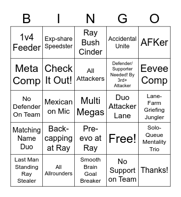 Unite Edition Bingo Card
