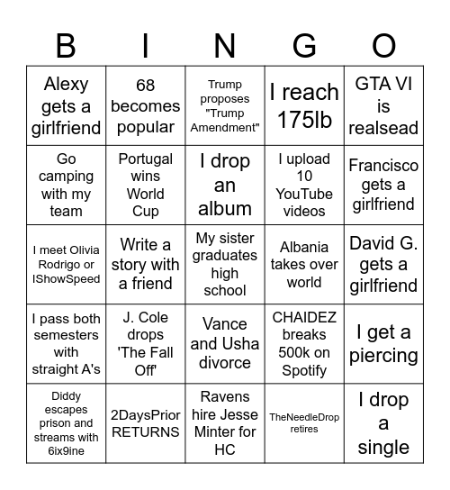 2026 BINGO CARD Bingo Card
