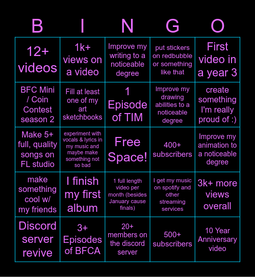 2026 Bingo Card