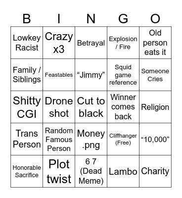 Mr Beast Bingo Card