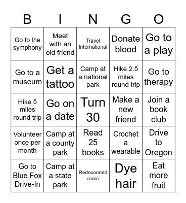2026 Bingo Card