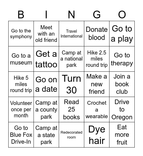 2026 Bingo Card