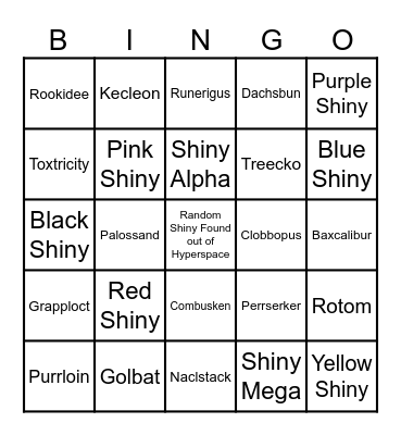 POKÉMON LEGENDS: Z-A – MEGA DIMENSION SHINY BINGO (DLC ONLY) Bingo Card