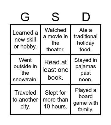 Holiday Human Bingo Card