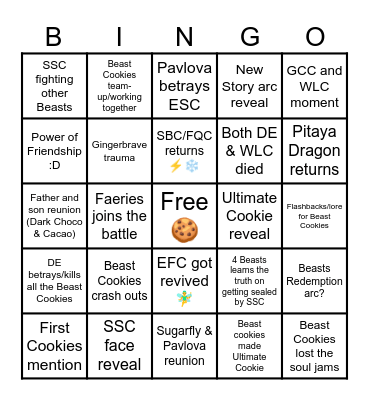 CRK Beast Yeast Finale Bingo Card