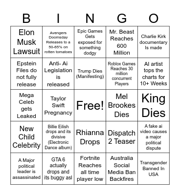 2026 Bingo Card