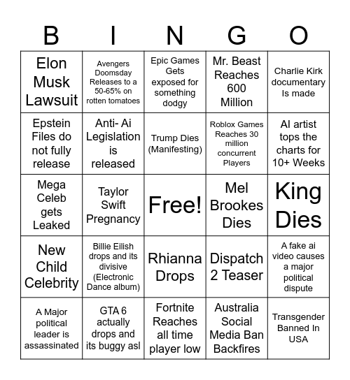 2026 Bingo Card