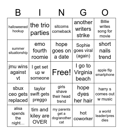 2026 Bingo Card