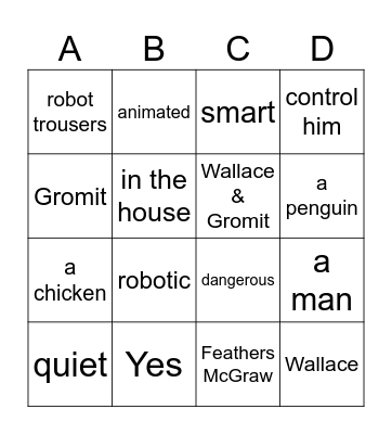 The Wrong Trousers Bingo Card