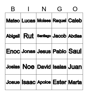 Personajes Biblicos Bingo Card
