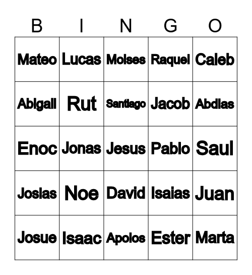 Personajes Biblicos Bingo Card