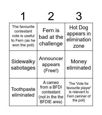 BFDIE 2 prediction Bingo Card