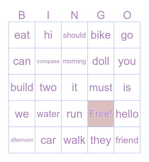 Gr6 Bingo Card