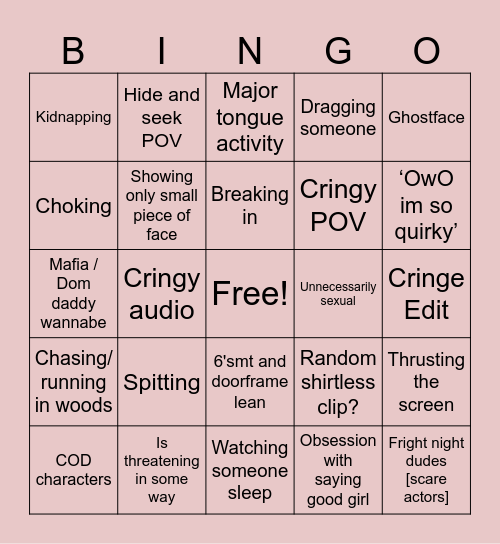 MaskTok Bingo Card
