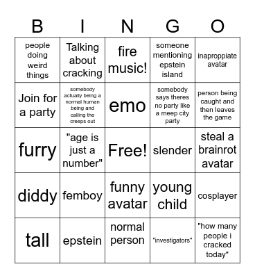 meep city bingo Card
