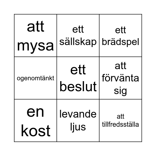 Lektion 11 Bingo Card