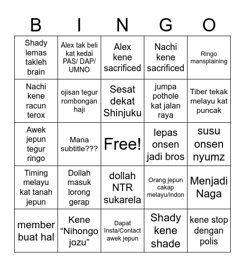 Bingo Haji Jepung 2026 Honky Tonks Bingo Card