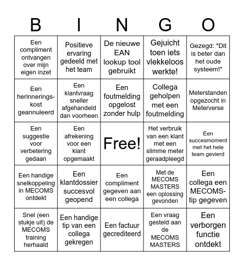 MECOMS BINGO Card