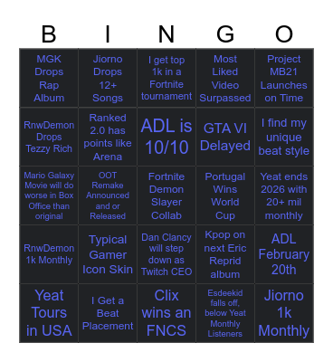 BearCubs 2026 Bingo Card Bingo Card