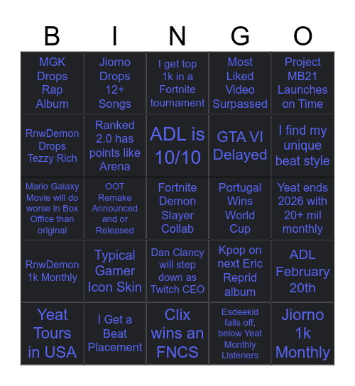 BearCubs 2026 Bingo Card Bingo Card