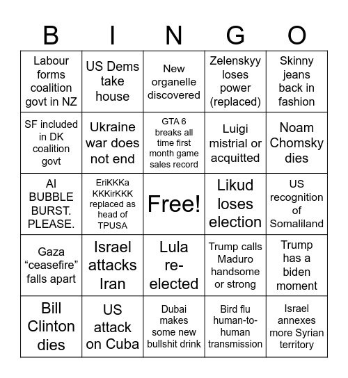 2026 Bingo Card