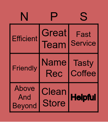 NPS Bingo Card