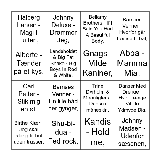 Bodega Bingo Card