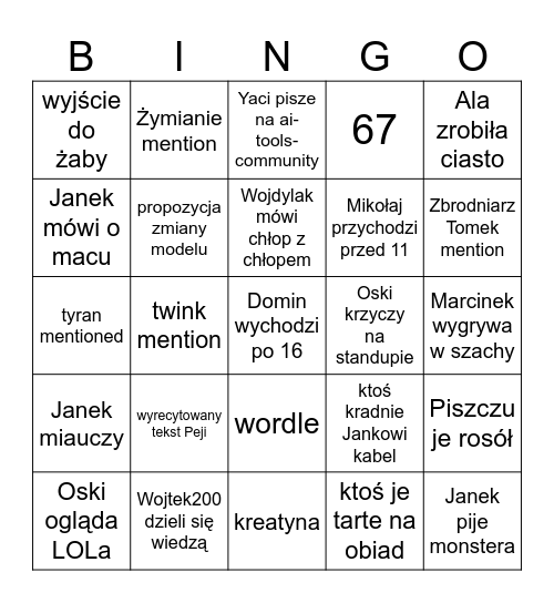 Bjurowe Bingo Card