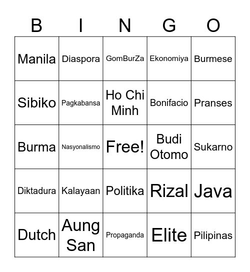 Araling Panlipunan 7 Bingo Card
