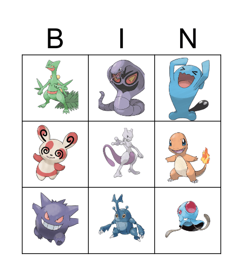 Pokemon GO! Bingo Card