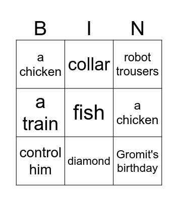 The Wrong Trousers Bingo Card