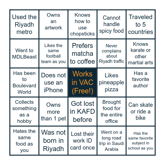 Find someone who... Bingo Card