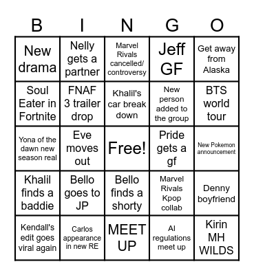 2026 BINGO EVE Bingo Card
