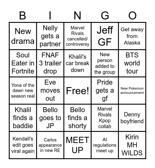 2026 BINGO EVE Bingo Card