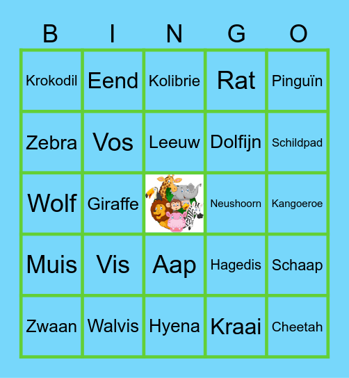 Dieren Bingo Card