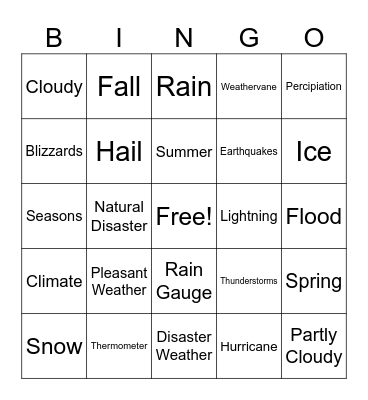 Weather Bingo Card