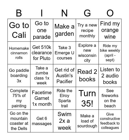 Laura's 2026 Bingo Card