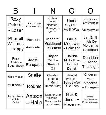De grote meester Mauro afscheid muziekbingo! Bingo Card