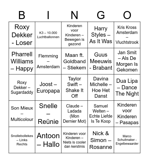 De grote meester Mauro afscheid muziekbingo! Bingo Card