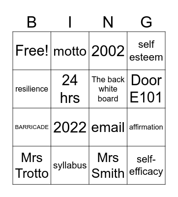Intro to Psy. Bingo Card