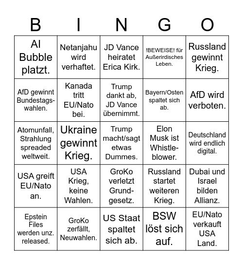 2026 Bingo Card