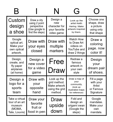 Art Choice Bingo Card