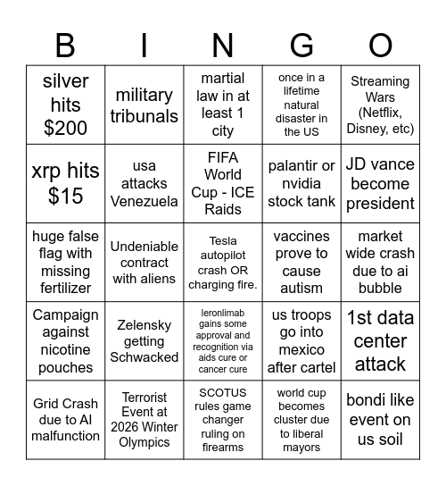 2026 BINGO Card