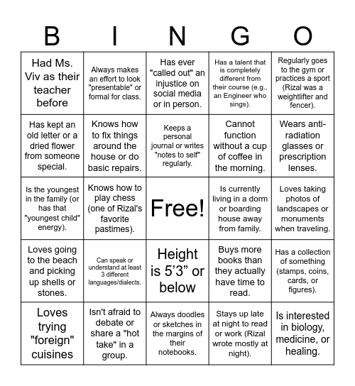GERIZAL BINGO Card