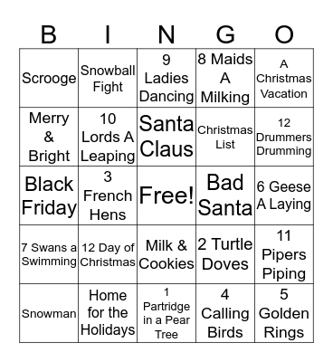 Christmas Bingo Card
