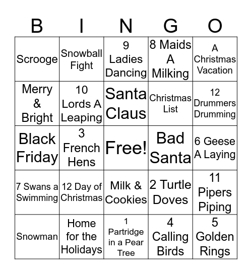 Christmas Bingo Card
