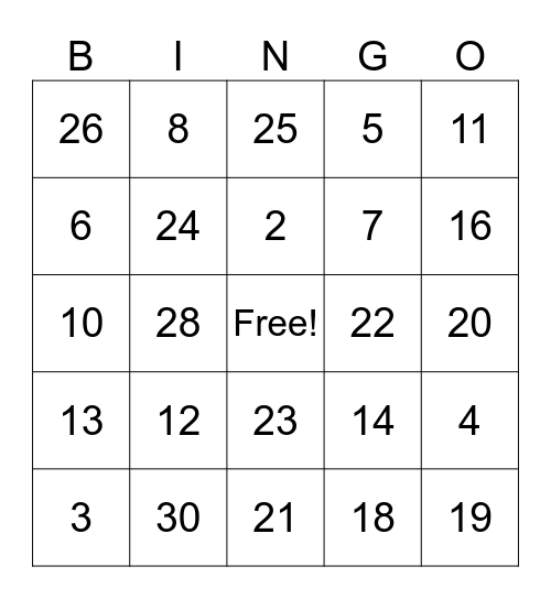 Lowercase Letters Bingo Card