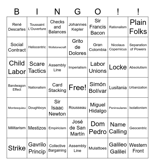 Western Review Bingo Card