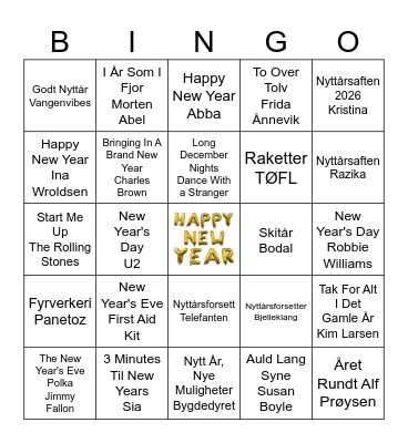 NYTTÅRSBORD Bingo Card