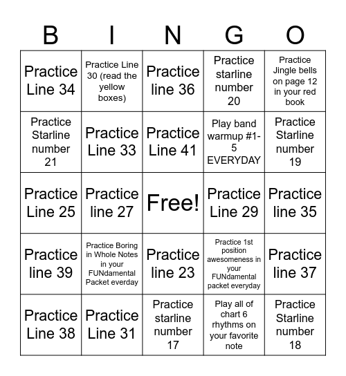 Due 1/7 brass bingo XMAS BREAK Bingo Card